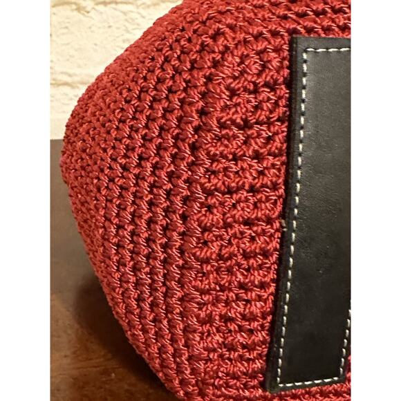 The Sak Red Handbag with Black Leather Trim Handles - Picture 7 of 15